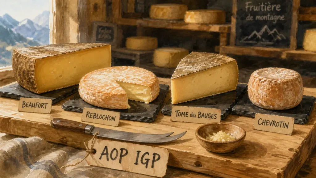 Fromages Savoie AOP IGP : Beaufort, Reblochon, Tome et Chevrotin