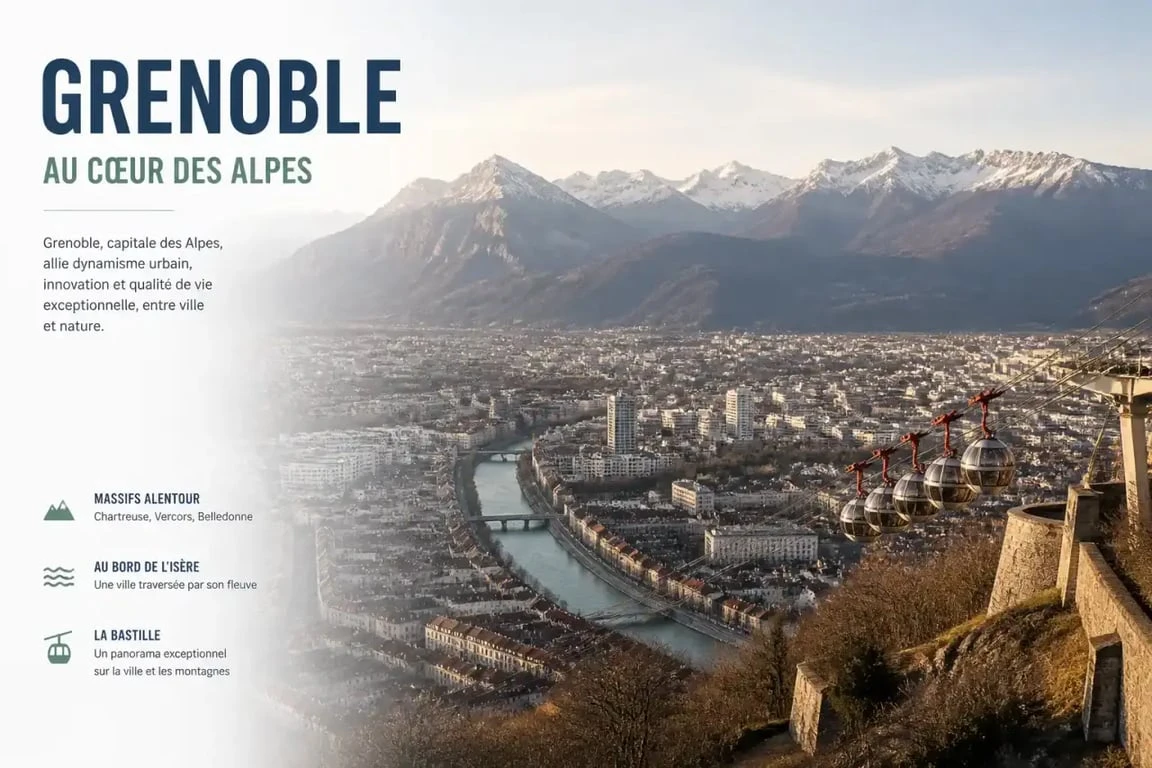 Vue panoramique de la Bastille à Grenoble pour une sortie week-end.