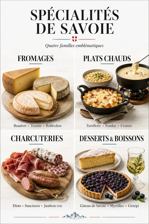 Spécialités savoie : panorama éditorial des fromages, plats chauds, charcuteries et desserts savoyards