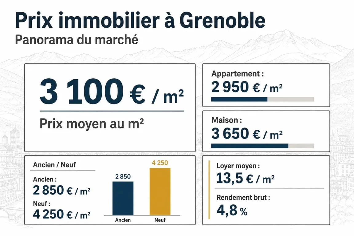 Grenoble prix immobilier : comparaison du prix au m², de l’ancien, du neuf et des loyers
