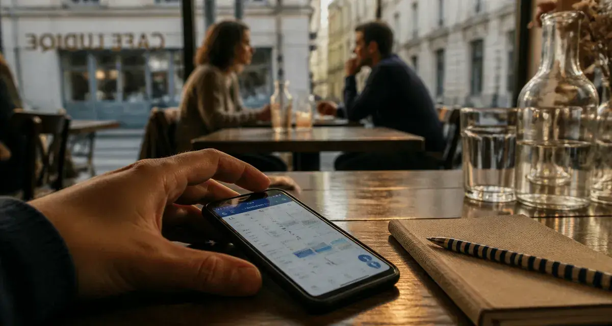 grenoble on va sortir : agenda local sur smartphone au café à Grenoble