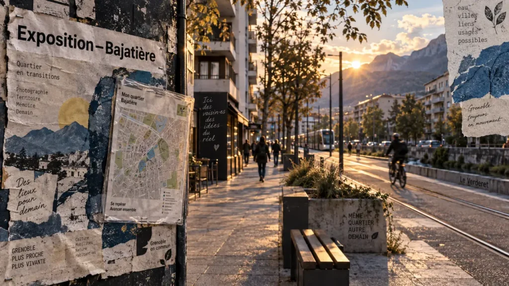 Quartier exposition-bajatière à Grenoble : plan et trame urbaine près du Verderet