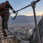 Via ferrata Bastille à Grenoble : pont de singe et câbles