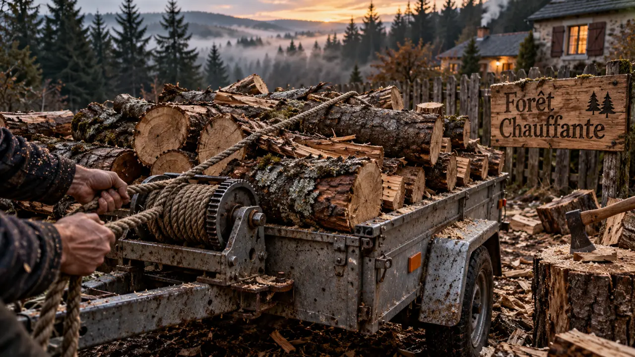 Près de Grenoble, Forêt Chauffante coupe et livre du bois aux foyers démunis