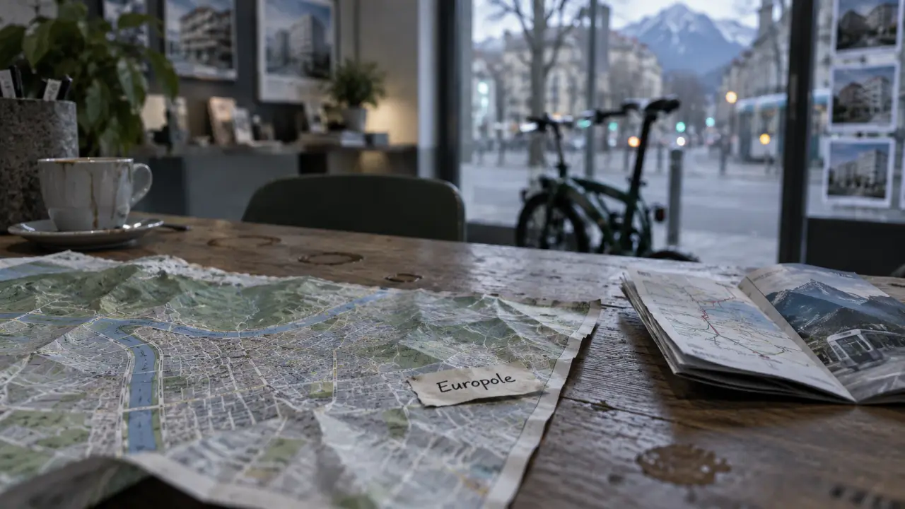 Quartier Grenoble : plan et étiquette Europole en agence immobilière