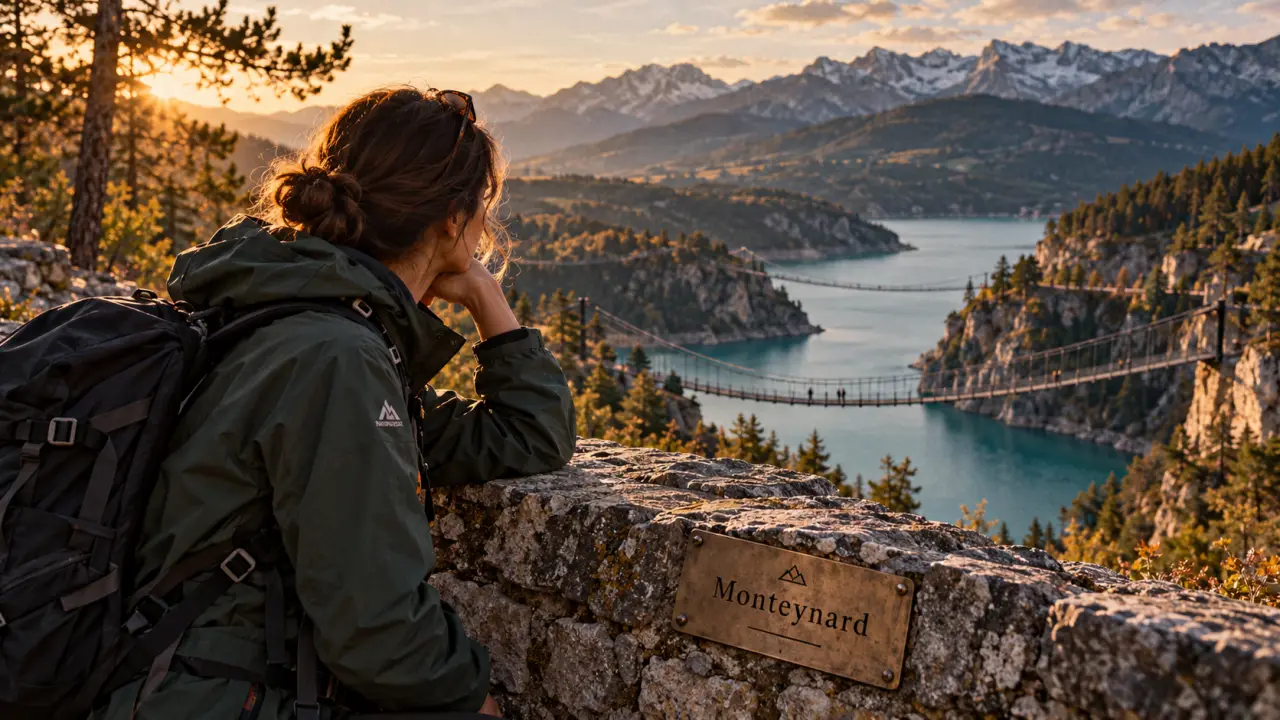 Sortir autour de Grenoble : marcheur au lac de Monteynard, vue panoramique